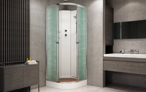 Душевая кабина AvaCan EM1590NLED 90х90 четверть круга без крыши ориентация универсальная - фото 3