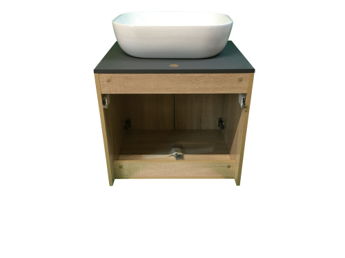 Тумба с раковиной Sintesi STL.W7023_SIN-LVB-APP-403 60х55х50 подвесная цвет темно-серый/коричневый/белый - фото 4