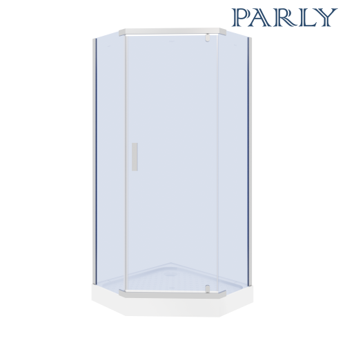 Душевой уголок Parly Z9011 90х90 стекло прозрачное с рисунком профиль хром глянцевый с поддоном - фото 3