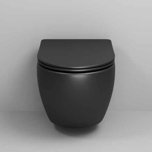 Унитаз подвесной Grossman Color GR-4455BMS черный матовый с сиденьем микролифт безободковый каскадный смыв - фото 3