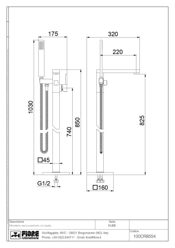 Смеситель Fiore Kube 100NN8554 напольный черный матовый - фото 2