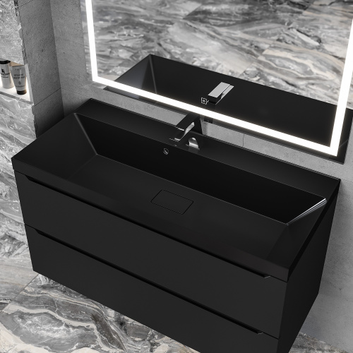 Раковина из литьевого мрамора Uperwood Classic New RClassicNew100bg 100х45 полувстраиваемая цвет черный глянцевый - фото 2