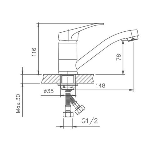 Смеситель для кухни Cron CN4513-2 на мойку хром - фото 3