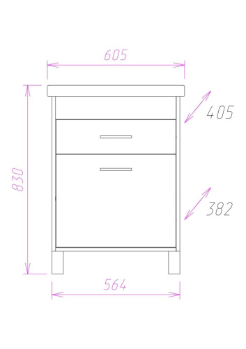 Тумба под раковину Onika Натали 106001 56х38х68 напольная - фото 3
