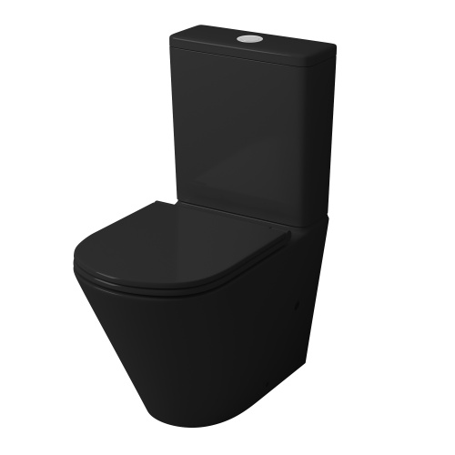 Унитаз напольный с бачком Grossman Санфаянс GR-4450BMS черный матовый с сиденьем микролифт безободковый каскадный смыв