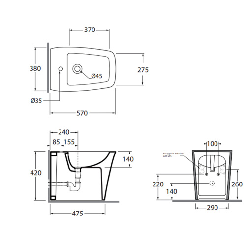 Биде Azzurra Jubilaeum HEBIT000000MBI*1 напольное - фото 2