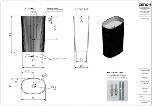 Раковина из искусственного камня Zenon Olympia 4000.000.000.000.39681 55х36 напольная цвет белый матовый - фото 2
