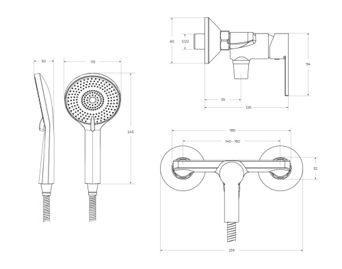 Смеситель BelBagno AURORA AURORA-ESDM-CRM настенный хром - фото 4