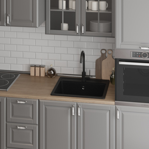 Кухонная мойка Teymi Helmi T120107 57х51 цвет черный поверхность матовая - фото 2