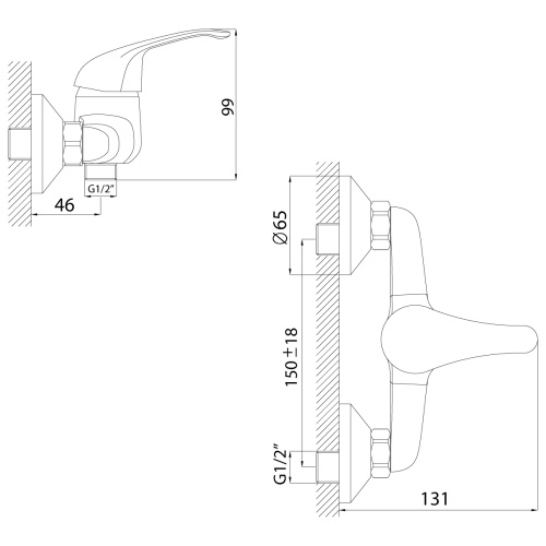 Смеситель для душа Rossinka A A35-41 настенный хром - фото 2