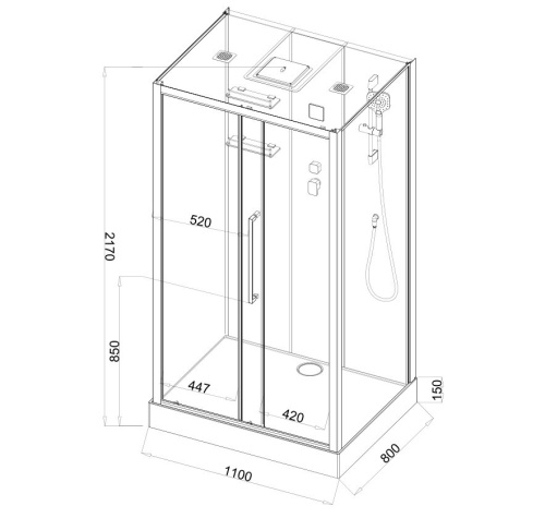 Душевая кабина Acquazzone Melissa 110 110х80 прямоугольная с крышей ориентация универсальная - фото 3