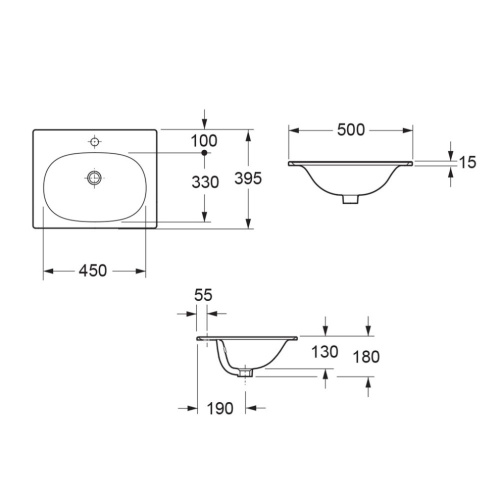Раковина керамическая Cezares MOLVENO CZR-1923-500 50х40 подвесная цвет белый 1 отверстие под смеситель - фото 2
