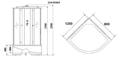 Душевая кабина Niagara Ultra 2140134RN 120х80 асимметричная с крышей ориентация правая - фото 2