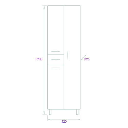 Шкаф-пенал Onika Модерн 405208 52х33х190 напольный - фото 3