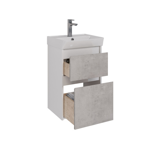 Тумба под раковину LeMark Combi LM03C45T-Beton 43х35х65 напольная/подвесная цвет бетон/белый - фото 2