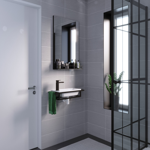 Консоль под раковину Grossman Метрис 105003 70х21х13 подвесная цвет черный - фото 3