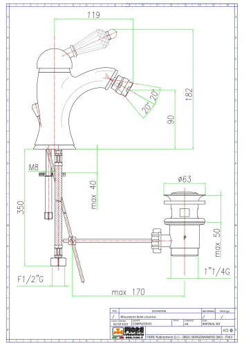 Смеситель Fiore Imperiale Sky 82CR5321 на биде хром - фото 2