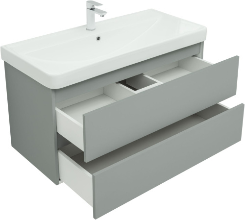 Тумба под раковину Aquanet Вега 2.0 00337957 99х46х50 подвесная цвет зеленый/серый - фото 2