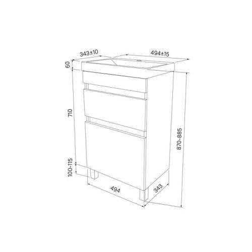 Тумба с раковиной IDDIS Zodiac ZOD5CBFi95K 49х34х87 напольная цвет белый - фото 4