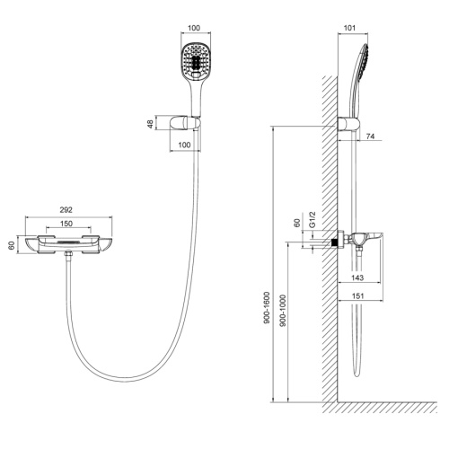 Смеситель для ванны и душа Timo Helmi 4024/00-16Y настенный хром/белый глянцевый - фото 2