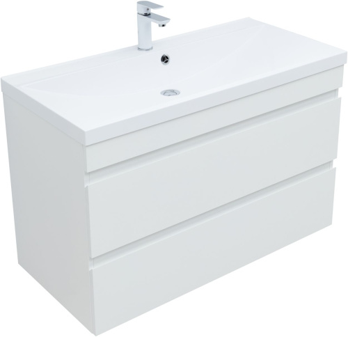 Тумба под раковину Aquanet Нота NEW 00335420 99х47х61 подвесная цвет белый - фото 3