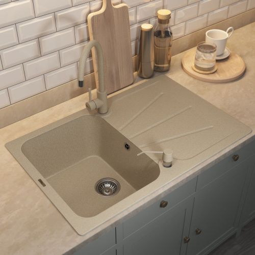 Кухонная мойка Uperwood Quartz Premium UPD-04 3910202113 80х50 цвет бежевый поверхность матовая - фото 3