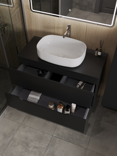 Тумба с раковиной Orange Line Li-100TubMDF+B07-540W 101х46х69 - фото 4