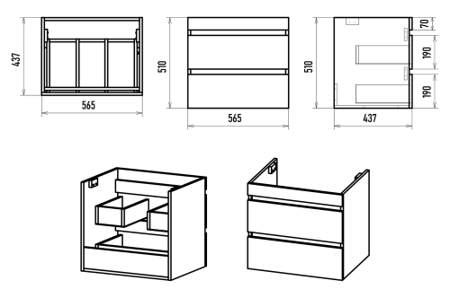 Тумба под раковину Misty Енисей Э-Ени01060-012По2Я 57х44х51 подвесная - фото 5