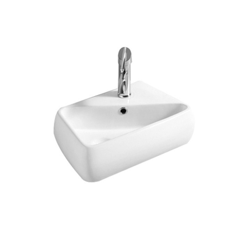 Раковина из санфаянса CeramaLux 9275L 45х28 подвесная цвет белый 1 отверстие под смеситель - фото 2