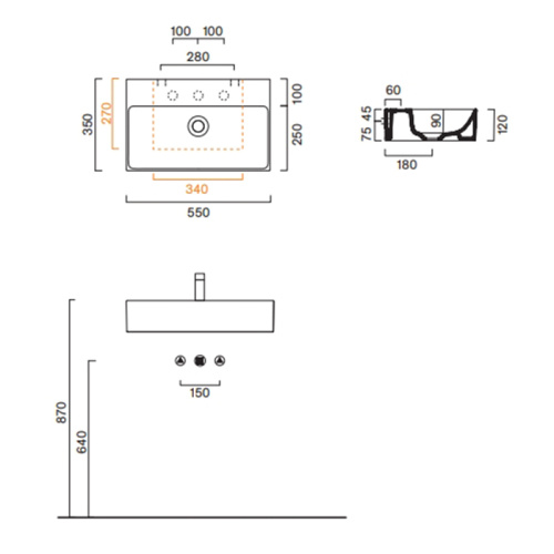 Раковина керамическая Catalano Premium 55 см 220550001 подвесная цвет белый без отверстий под смеситель - фото 2