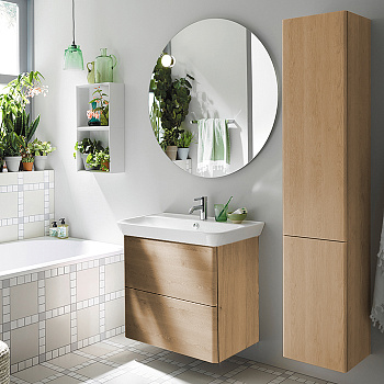 Тумба с раковиной Burgbad Iveo SFEN080F2747G0161C0001*1 80х49х72 подвесная цвет дуб кашемировый