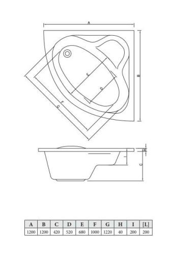 Ванна акриловая C-Bath CBS001001 120х120 угловая четверть круга - фото 5