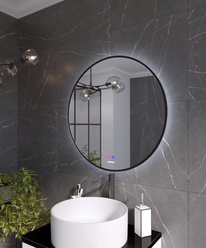 Зеркало в ванную Grossman COSMO-норма BLACK 1980802 80х80 цвет Черный - фото 3