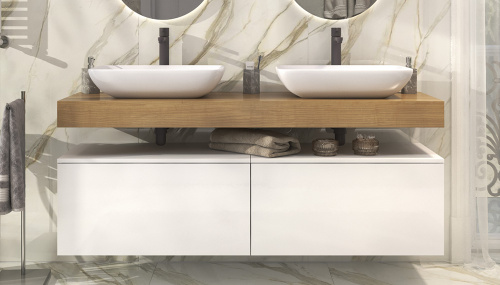 Тумба Velvex UNIT tpUNI.80.H40.Y.VY-223 80х48х40 подвесная цвет белый лед - фото 2