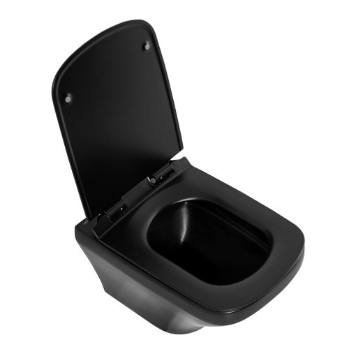 Чаша унитаза подвесная BelBagno SELA BB3201CHR-MB цвет черный матовый без сиденья безободковая каскадный смыв - фото 2