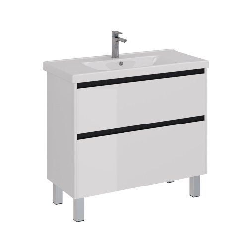 Тумба под раковину LeMark Combi LM03C100T-black 96х45х65 напольная/подвесная цвет белый/черный - фото 5