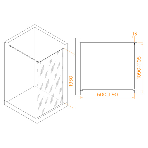 Душевая перегородка RGW Walk In 351001011-14 110х195 стекло прозрачное профиль черный - фото 2