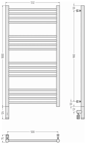 Полотенцесушитель Сунержа Богема 3.0 30-5804-1050 53х112 электрический белый матовый - фото 4