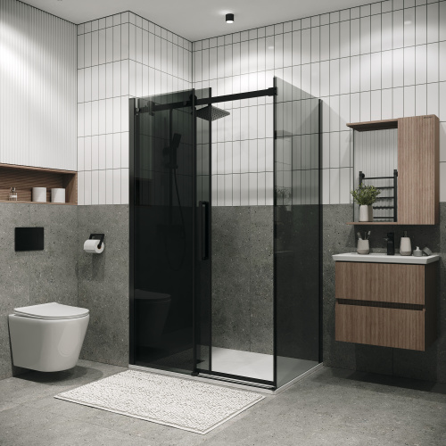 Душевая перегородка Grossman Classic 200.K33.04.70.21.10 70х195 стекло тонированное профиль черный матовый - фото 5