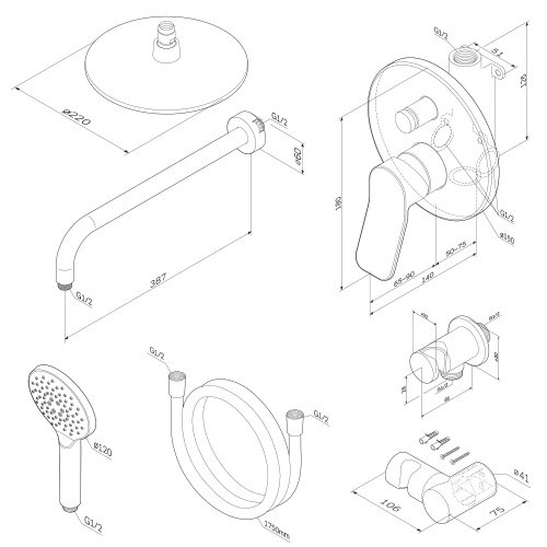 Душевая система Am.Pm X-Joy FB85A1RH20 встраиваемая в стену - фото 4