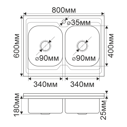 Кухонная мойка Melana 061/2 (*5) 80х60 цвет хром - фото 2