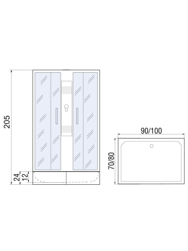 Душевая кабина River QUADRO Б/К 100/80/24 MT (10000002985) 100х80 прямоугольная без крыши ориентация универсальная - фото 2