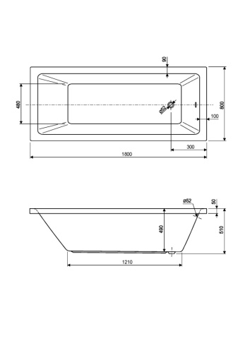 Ванна акриловая Cezares PLANE SOLO PLANE SOLO-180-80-49-W37 180х80 пристенная прямоугольная без каркаса - фото 3