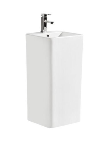 Раковина из санфаянса CeramaLux P7004L 40х40 напольная цвет белый 1 отверстие под смеситель - фото 3