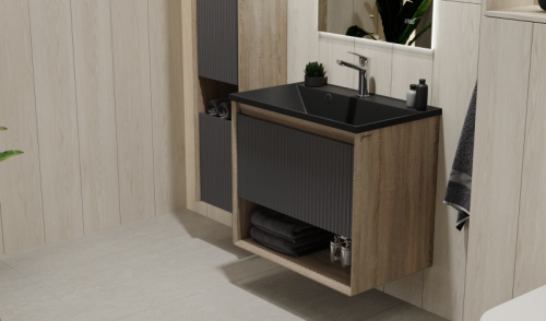 Тумба под раковину Jorno TOSSONY Toss.01.70/P/DS-A/JR 69х44х60 подвесная цвет антрацит - фото 2