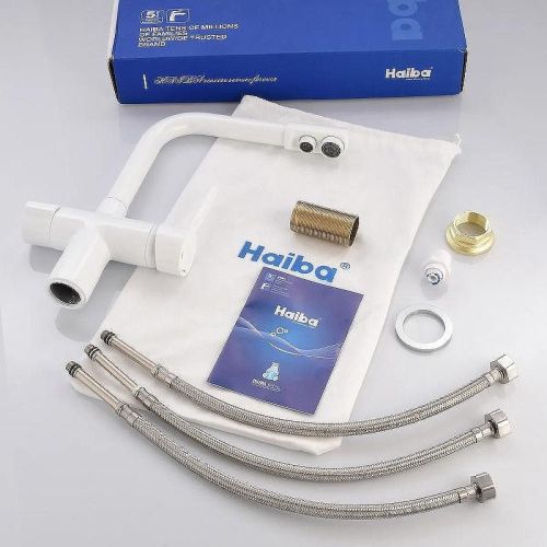 Смеситель для кухни Haiba HB70088-8 на мойку белый - фото 4