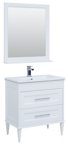 Комплект мебели: тумба с раковиной + зеркало Aquanet Бостон М 00259387 77x46x155 напольный/подвесной цвет белый - фото 2