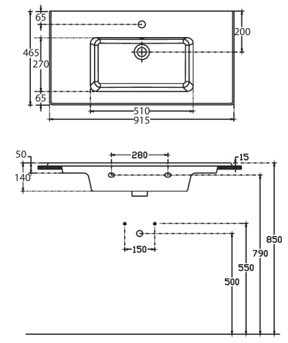 Раковина керамическая Allen Brau Fantasy 4.11026.20 92х47 полувстраиваемая цвет белый 1 отверстие под смеситель - фото 3