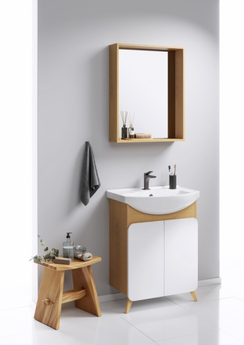 Тумба под раковину Aqwella Y BAS0106DZ 60х33х82 напольная цвет белый/коричневый - фото 2