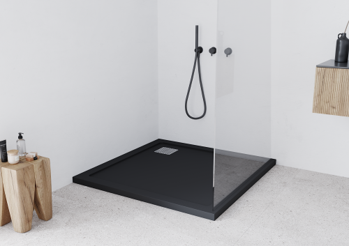 Душевой поддон Taliente PTA-ST-90Bstone 90х90 литьевой мрамор черный матовый без каркаса - фото 2